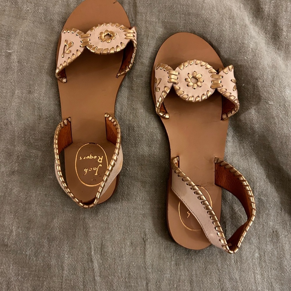 Jack Rogers Women's Leather Medallion Flat Sandals size 6